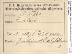 Etiketten zu Skutterudit (Smaltit) (NHMW-MIN-Ai860)